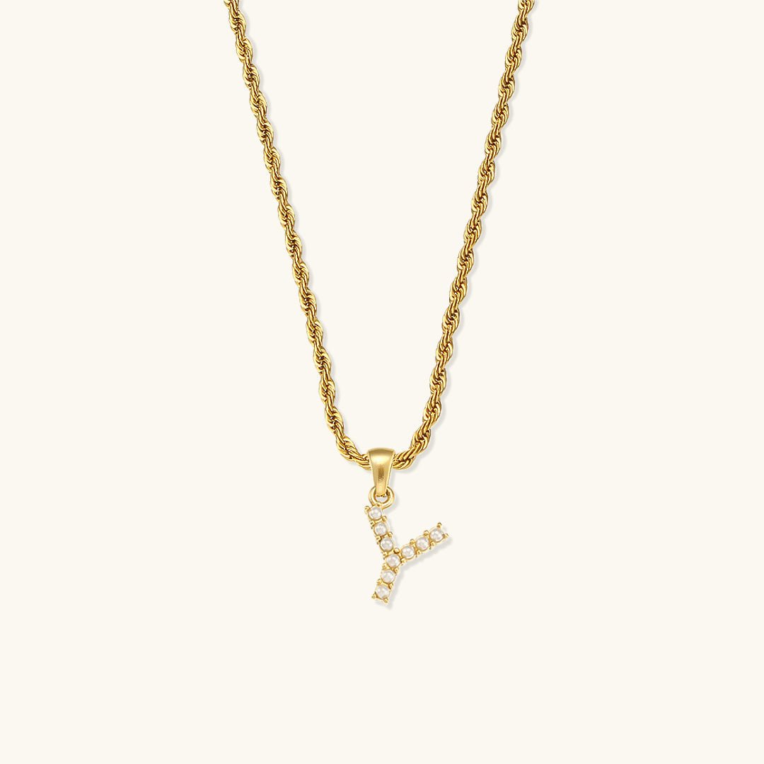 Elodie Initial Letter Pearl Necklace