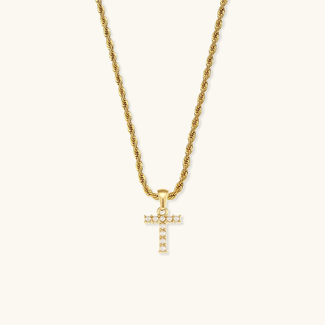 Elodie Initial Letter Pearl Necklace