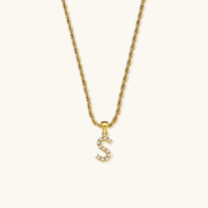 Elodie Initial Letter Pearl Necklace