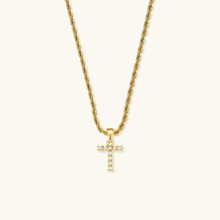 Elodie Initial Letter Pearl Necklace